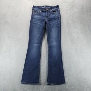 American Eagle Jeans Womens 4 Blue Kick Boot Bootcut Mid Rise Dark Wash